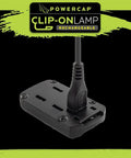 PowerCap Hat Clip On Lamp Rechargeable LED Headlamp base with USB charging cable, black, for outdoor adventures and night projects