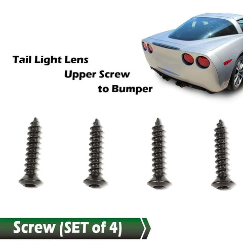 Steel Taillight Security Screws Set For C6 Corvette 2005 Through 2013 Bumper Tail Lamp Lens Fix Kit 4 Pc Replacement Fasteners