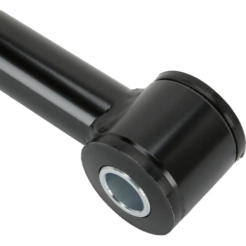 Steel Bolt On Rear Panhard Bar For 8 Inch And 9 Inch Rear Axles With Rock Solid Pinion Bearing Support Mount Track Bar Set Two Inches Higher For Maximum Control Adjustable Length For A Custom Fit, black steel bushing end