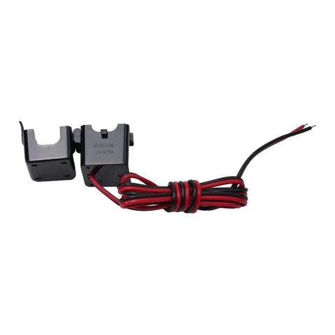Rock Solid Split Core Current Transformer Clamp Sensor For Ev Chargers And Grid Panels 50 To 200 Amps, black clamp with wires.