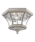 Monterey Two Light Outdoor Indoor Flush Mount In Polished Brass Finish Solid Brass Fixture With Clear Beveled Glass Classic Old School Vibe
