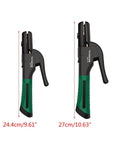 Cool Welding Electrode Holder Pliers With Non Slip Handle Heavy Duty Clamp Rated For 800 Amps displayed from two angles.