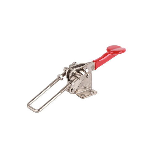 Heavy Duty Quick Release Toggle Clamp with stainless steel build, red plastic anti-slip handle, adjustable push pull latch