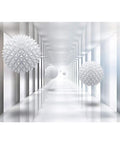 Custom 3D Wallpaper For Living Room And Bedroom Self Adhesive Non Woven Panels White Grey Wall Murals 100 Inches By 144 Inches Create Illusion Of Space And Modern Home Decor, white and grey ball pattern, hallway view