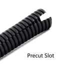 Close-up of 100 Ft 1/4 Inch Wire Loom Split Tubing Auto Wire Conduit Flexible Cover, precut slot for easy installation.