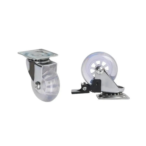 4 Pack 2 Inch PU Transparent Crystal Stem Casters With Brakes For Furniture Universal Wheels For Cabinets And Desks