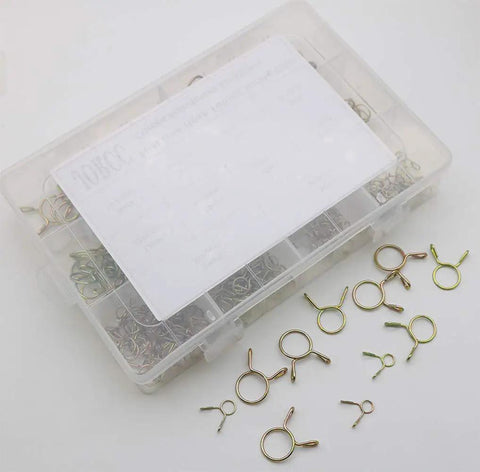 Heavy Duty Zinc Plated Steel Fuel Line Hose Clamps Set For Motorcycles Scooters And ATVs 250-Piece Go-To Assortment in box