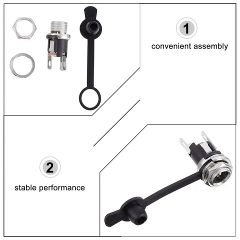 10 Pack Waterproof Metal DC Power Socket 5.5x2.1mm Plug, Threaded Female Connector, DC-025m Style, Rugged Power Jack for Electronics Nerds, DIY Projects and Power Supplies assembly parts