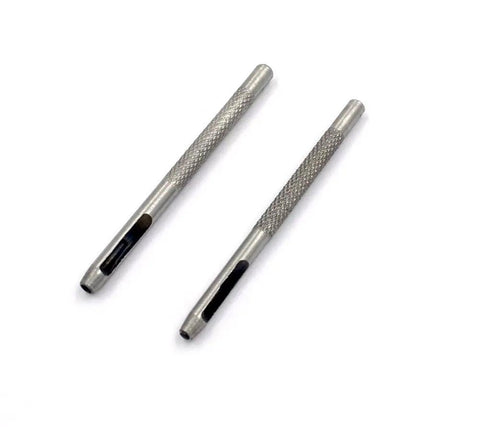 Metal die punch tools from Leather Craft Rivet And Snap Kit Set 11 Piece Die Punch And Rivet Setter Tool with base for leather projects.