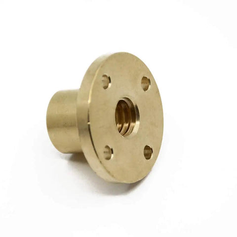 T10 Brass Lead Screw Nut With Acme Thread And 2mm Pitch For 3D Printer And CNC Machine Z Axis, detailed view of brass construction.