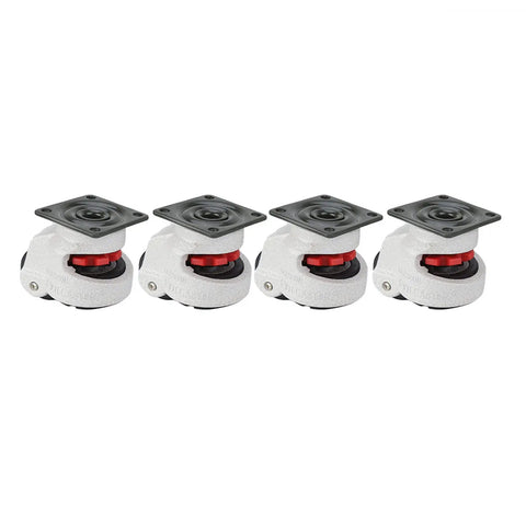 Heavy Duty Leveling Casters 4 Pack Slick Retractable Machine Wheels 1.5 Inch Nylon Aluminum Alloy 220 Lb Capacity 360 Swivel Anti Vibration