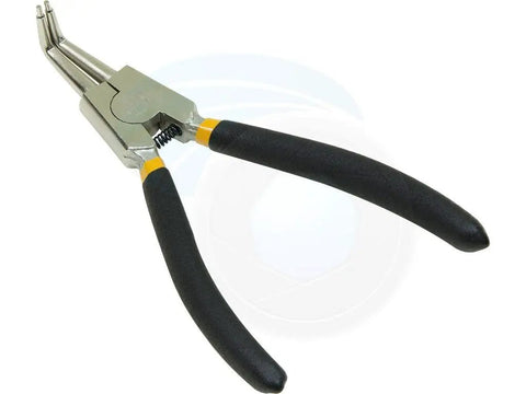 Top Shelf Heavy Duty External Retaining Ring C Clip Removal Pliers Featuring Angled Bent Tips For Tight Spots And Confined Workspaces Crafted From Heat Treated Carbon Steel For Hella Tough Grip And Long Haul Reliability