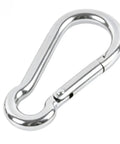 Beefy Ceiling Hook Kit Stainless Steel 304, 500 Lb Capacity, Includes 2 Eye Plates and 2 Spring Hooks, Screws and Expansion Anchors for Indoor Outdoor Hammock Chair Swing Mounting spring hook close-up