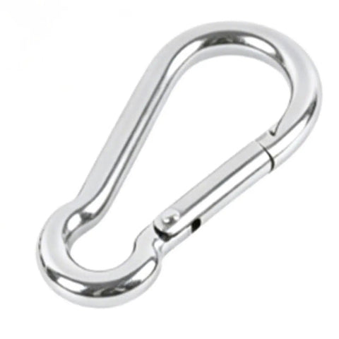 Beefy Ceiling Hook Kit Stainless Steel 304, 500 Lb Capacity, Includes 2 Eye Plates and 2 Spring Hooks, Screws and Expansion Anchors for Indoor Outdoor Hammock Chair Swing Mounting spring hook close-up