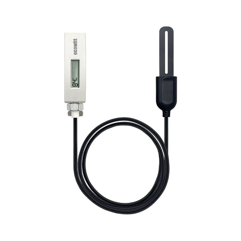 Image of WH51L Soil Moisture Sensor with 1m PVC probe and LCD display for real-time readouts, requires Wi-Fi gateway at 915 MHz.
