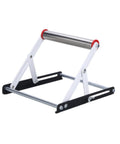 Tough As Nails Adjustable Cutting Machine Support Stand Made From Heavy Duty Stainless Steel With Foldable Table Saw Extension And Sturdy Material Holding Rack For No Sweat Job Site Prep, showing adjustable frame with rollers.