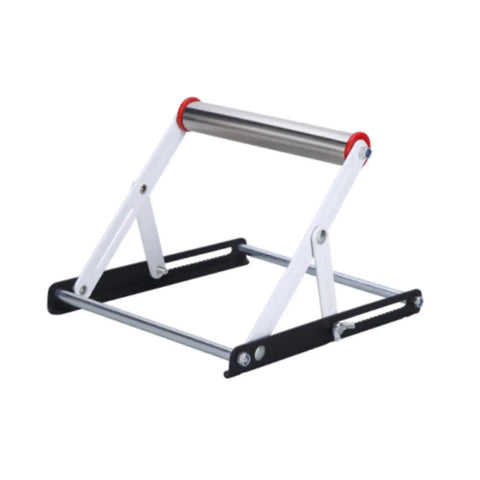 Tough As Nails Adjustable Cutting Machine Support Stand Made From Heavy Duty Stainless Steel With Foldable Table Saw Extension And Sturdy Material Holding Rack For No Sweat Job Site Prep, showing adjustable frame with rollers.