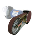 Heavy Duty 2X48 Belt Bench Grinder Attachment With 8 Inch Contact Wheel And 7 Inch Disc, showing belt and wheel setup.