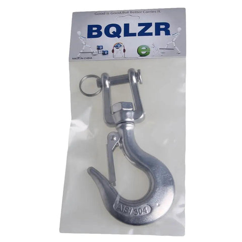 American Style 304 Stainless Steel Swivel Lifting Hook With Safety Latch Badass Clevis Grab Rigging Accessory For Boat Trailer Winch Cables in packaging.
