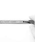 6 Inch Machinist Pocket Rule With 32nds And 64ths, Decimal Equivalents Chart, Premium Stainless Steel, Flexible, Durable Tool For Pros And DIYers In The Shop held in gloved hand