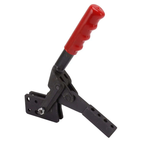 Beefy Fast Release Toggle Clamp For Heavy Duty Fixtures, High Carbon Steel, 700kg Holding Power, red handle, closed position