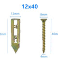 Self-Drilling Drywall Anchors Kit 12x30mm With Screws for Plasterboard Fixing, Premium Yellow Zinc-Plated Carbon Steel, Rust-Resistant No-Prep Install, Quick Mount for TVs, Shelves, Cabinets, and Wall Decor, 12x40 shown