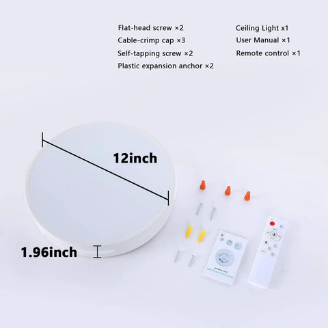 Contents of 2 Pack 9 Inch Black Flush Mount LED Ceiling Lights With Adjustable 3000K 4000K 5000K Color Temperature 20W Ultra Thin Round Surface Mount Lamp.