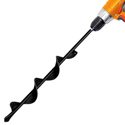 Heavy Duty Garden Auger Drill Bit No Fuss Planting Bulbs And Flowers 1.7 By 15 Inch Solid Shaft Spiral Design Post Hole Digger