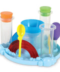 Rainbow Reactions 14 Piece Preschool Science Lab Kit For Kids Age Four And Up With Color Mixing Experiments And Hands On Colorful STEM Activities For Boys And Girls showing colorful lab tools on a tray