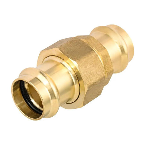Built Tough 2 Inch Copper Press Union Coupling Fittings Pack Of 20 Heavy Duty Brass Plumbing Connectors close-up view