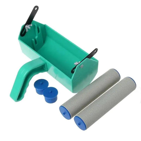Legit Wall Pattern Roller Brush Handle Set Kicks Off Your DIY Home Project With Ease features a durable plastic handle and two rollers.