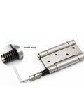 Stainless Steel Spring Door Hinge Set Two Way Open Auto Close Built Tough Heavy Duty shown with durable spring detail