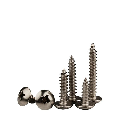 50 Piece Lot M4 X 20 Millimeter Phillips Cross Recessed Self Tapping Screws With Round Mushroom Pan Heads built strong for heavy duty jobs.