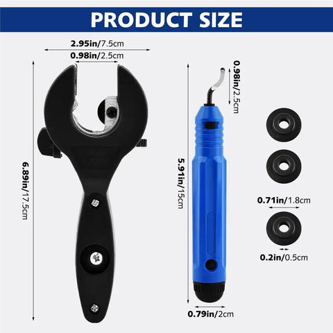 Ratcheting Tubing Cutter For Copper And Pex Pipes With 360 Degree Cut Adjustable From Five Sixteenths To One And One Eighth Inch Includes Deburring Tool And Four Bearing Blades Compact Handheld Plumbing Tool For Tight Spaces