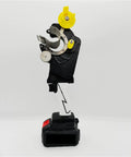 Slick No Drama Portable Handheld Cable Winding Reel Tape Wrapping Machine For Automotive Wiring Harness Insulation Compact Electric Wire Protection Tool For Garage Workshops, side view, with yellow spool and black handle.
