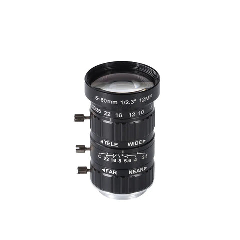 Low Distortion 5 To 50mm C Mount Zoom Lens for Raspberry Pi HQ Camera IMX477 and ZowieCAM POV CS Mount in black metal design