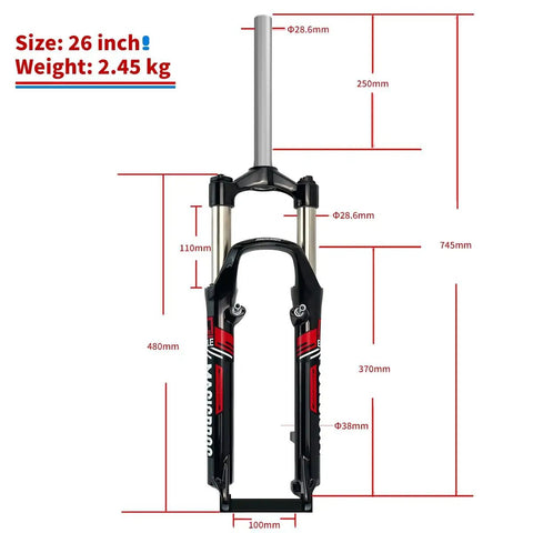 26 Inch Mountain Bike Suspension Fork 100mm Travel One And One Eighth Inch Steerer Quick Release Manual Lockout