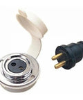 Rock Solid Marine Grade Polyethylene Chromed Out Polarized Electrical Outlet 12 Volt DC Power Socket with plug attachment.