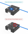 Smart Filament Runout Sensor With Break Detection Module For 3D Printers showing LED color change when filament runs out