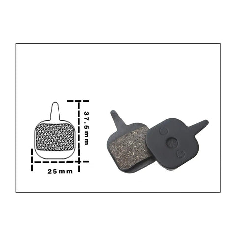 Heavy Duty 10 Pair Sintered Bicycle Disc Brake Pads 37.5x25mm showing the metal surface and shape for MTB use.