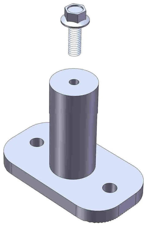 Heavy Duty Aluminum Solar Panel Standoff For PV Module Mounting Racks With Slotted L Bracket And Three Eighth Bolt, showing bolt and mount design.