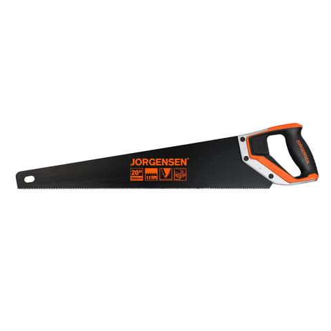 20 Inch Black Coated Pro Grade Hand Saw With Ergonomic Non Slip Aluminum Handle For Precise 11 TPI Fine Cut And Heavy Duty Control For Sawing Trimming Gardening Woodworking Drywall And Plastic Pipes