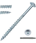 Pocket Hole Screws Two And A Half Inch No. 8 Washer Head Square Drive Coarse Thread Zinc Plated Wood Screws shown in detail