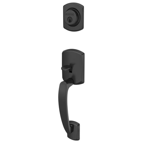 Greenwich Exterior Half Single Cylinder Handleset In Matte Black With Deadbolt Exterior Door Grip Ready To Pair With Interior F59