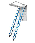 Electric Attic Ladder With Slick Wireless Remote Pull Down Loft Stairs Telescoping Ceiling Stairway, blue scissor alloy design, 70x120cm.