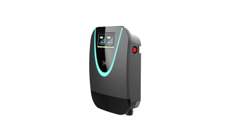 Level 2 Commercial EV Charger With Dual J1772 Guns, LCD Display, 11.5KW 48A Output, Wall Mount, 208 To 240V AC Power, WiFi 4G RFID Ethernet.