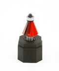 1-1/4 Inch Chamfer Router Bit With 1/2 Inch Shank, Carbide Two-Cutter, 22.5 Degree Chamfer, adjustable height on black base