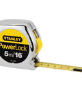 PowerLock 16-Foot Tape Measure With Tru-Zero End Hook, Chrome ABS Case, extended blade showing measurements