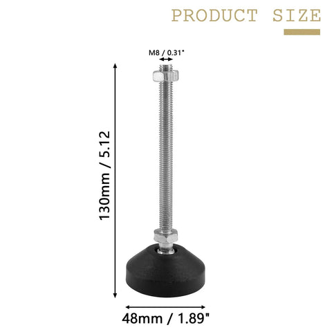 4 Pcs M8 Metal Adjustable Leveling Feet Heavy Duty Swivel Furniture Glides Leveler For Tables Desks Shelves And Chairs Black size details
