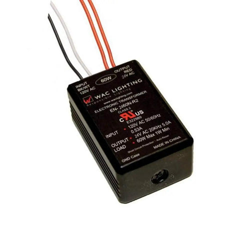 Electronic Class 2 Transformer 120V Input 24V Output 60W Black For Under Cabinet And Recessed Lighting With Lead Options For Line And Straight Edge Systems InvisiLED Tape Soft Start Short And Overload Protection 1W Min Load